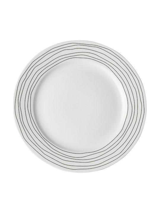 Dutch Rose Shallow Plate Stripe Black Plate Shallow made of Porcelain Multicolour with Diameter 26cm