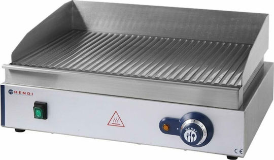 Hendi Commercial Flat Top Electric Griddle with Ribbed Plate 2.4kW 55x42x24cm