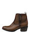 Ragazza Leather Women's Cowboy Boots with Medium Heel Tabac Brown