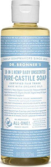 Dr Bronner's 18 in 1 Hemp Baby Unscented Pure-Castile Soap Αφρόλουτρο με Ελαιόλαδο & Άρωμα Καρύδα 473ml