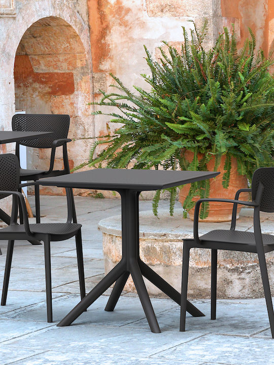 Outdoor Chair Polypropylene 128 Loft Black Velvet-Black Metal 54x53x45cm
