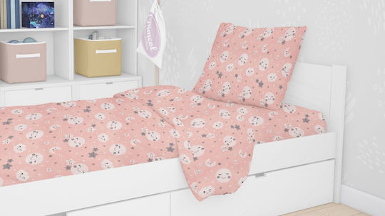 Dimcol Σετ Σεντόνια Μονά Βαμβακερά Smile 82 Coral 160x240cm 2τμχ