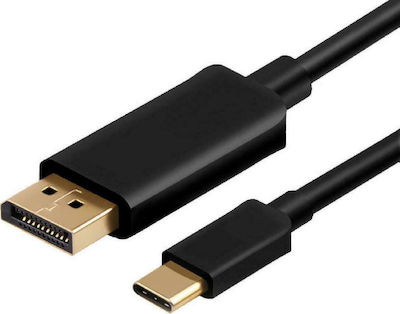Powertech Regular USB 2.0 Cable USB-C male - DisplayPort male Μαύρο 1.2m (CAB-UC032)