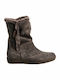 Suede Women's Boots with Rubber & Fur Gray