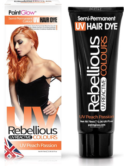 Paintglow Rebellious UV Semi Permanent Hair Dye Προσωρινή Βαφή Μαλλιών Χωρίς Αμμωνία Uv Peach Passion 70ml