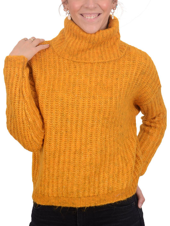 Only Women's Long Sleeve Sweater Turtleneck Golden Yellow