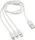 Regular USB to Lightning / Type-C / micro USB Cable Λευκό 0.75m (07705)
