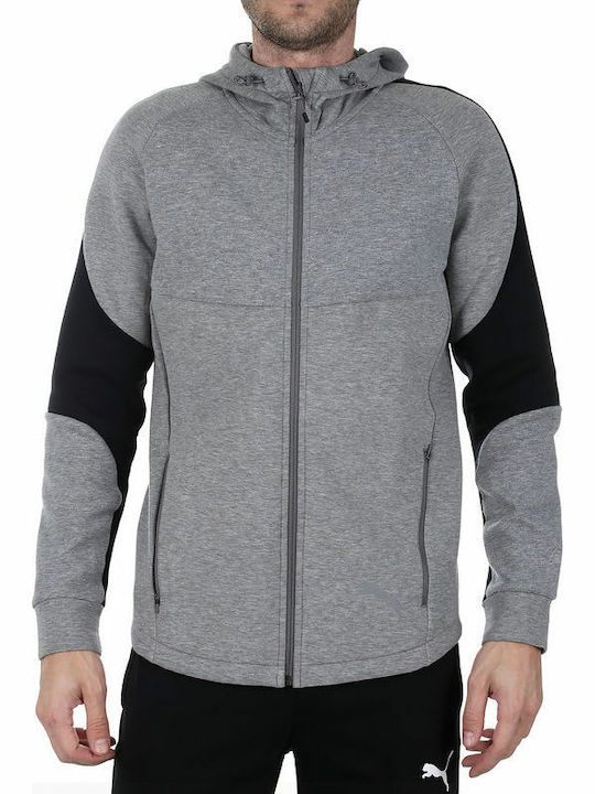 Puma Evostripe Men's Sweatshirt Jacket with Hood and Pockets Gray