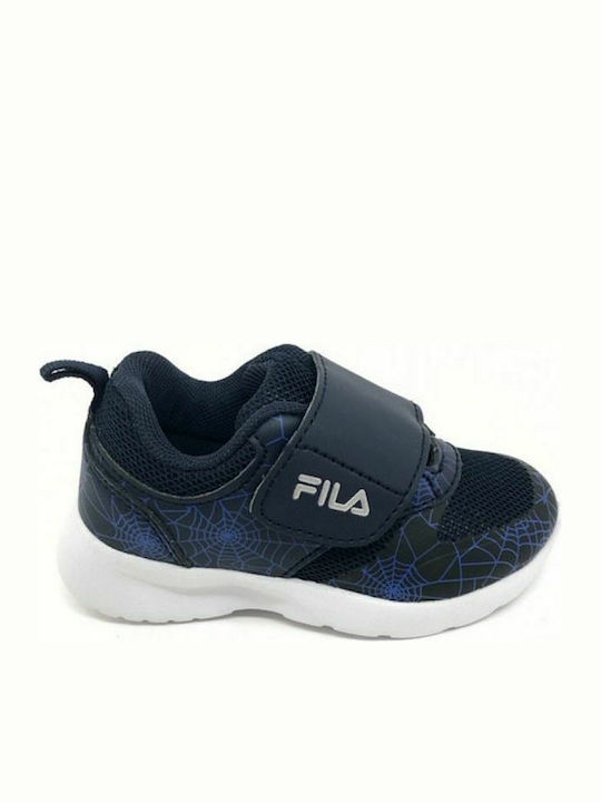 Fila Αthletische Kinderschuhe Laufen Print Strap Infant mit Klettverschluss Marineblau