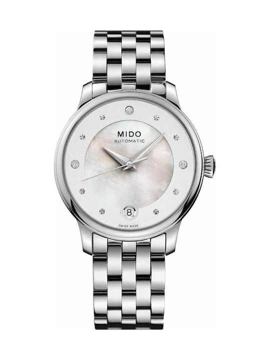 Mido Baroncelli Lady Day Diamonds Women's Watch with Silver Metal Bracelet