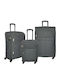 Playbags Reise Koffer Stoff Grau Offener Maximale Höhe 78cm mit 4 Räder Set 3 Stück