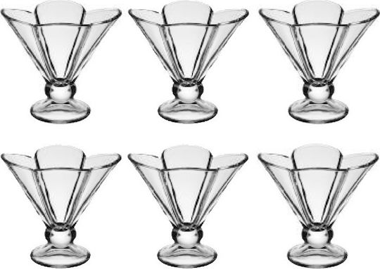 Marva Daisy Ice Cream Serving Bowl Round Glass Transparent 6pcs