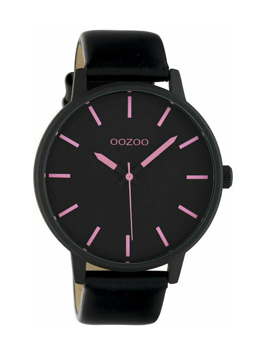 Oozoo Timepieces Watch with Black Leather Strap