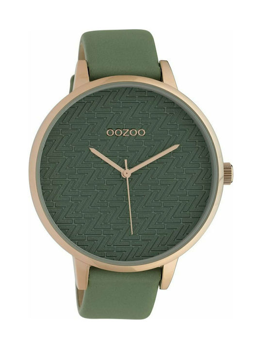 Oozoo Timepieces Часовник с Зелен Кожена каишка