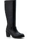 Boxer Leather Women's Boots with Medium Heel Black