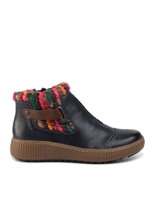 Leder Damen Chelsea Stiefeletten Marineblau
