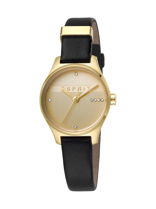 Esprit Watch with Black Leather Strap ES1L054L0035