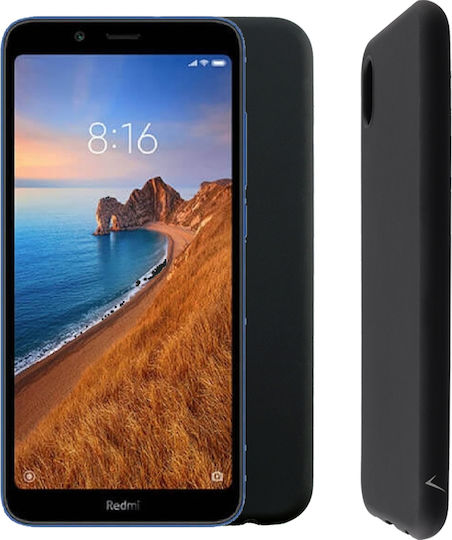 Volte-Tel Umschlag Rückseite Silikon Schwarz (Redmi 7A)
