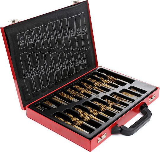 Kraft & Dele Set of 170 Drills HSS Titanium with Cylindrical Shank for Metal