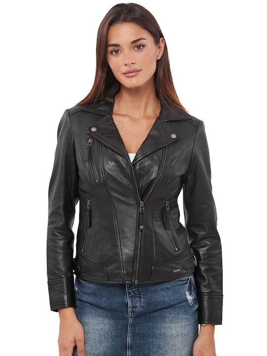 PHEDRA SHEEP BLACK - AUTHENTIC WOMEN'S BLACK LEATHER JACKET