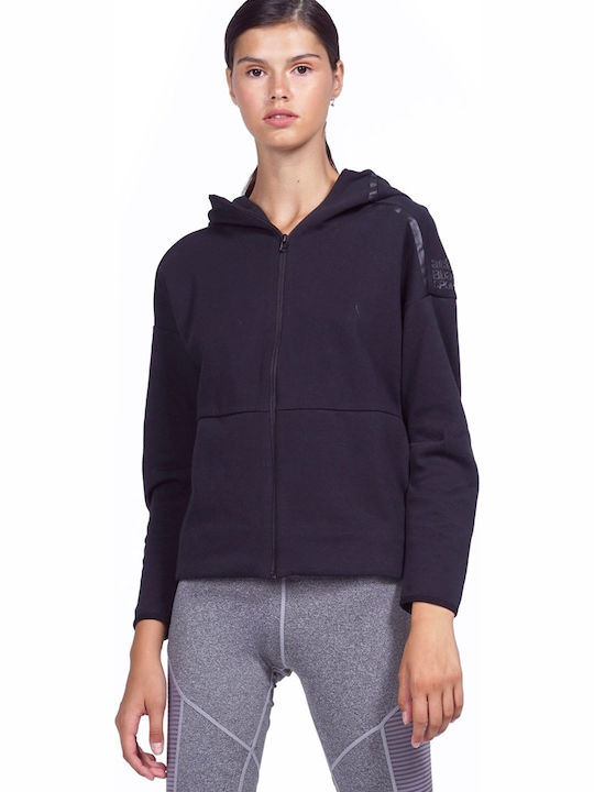 Women's Sweatshirt Jacket Hooded Black