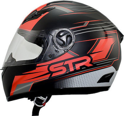 STR Bullet Full Face Helmet ECE 22.05 Black Matt/Red