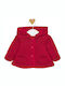 Kids Cardigan Knitted with Hood Red