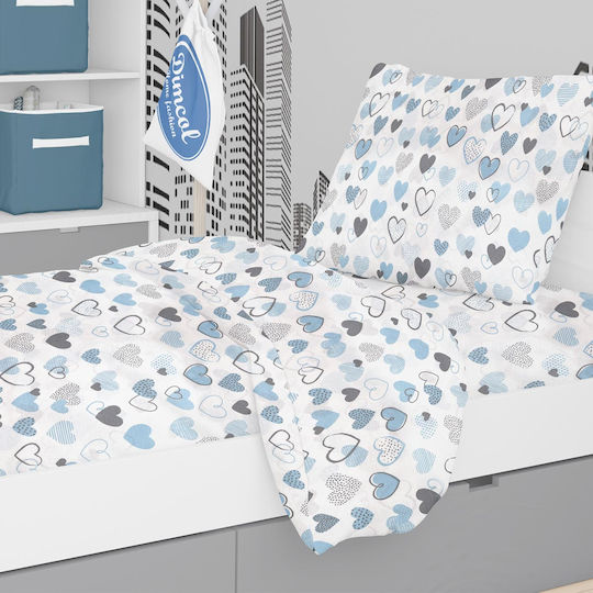 Dimcol Hearts Детски калъф за възглавница от 100% памук 50x70бр 08 Blue
