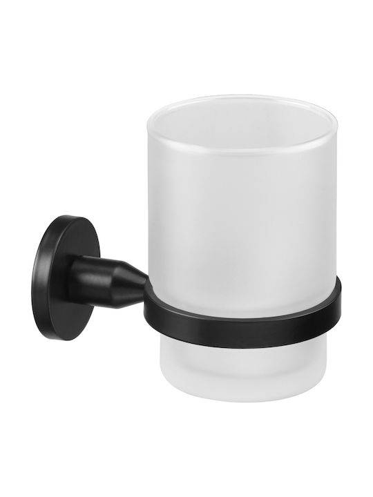 Verdi Sigma Glass Cup Holder Wall Mounted Black...