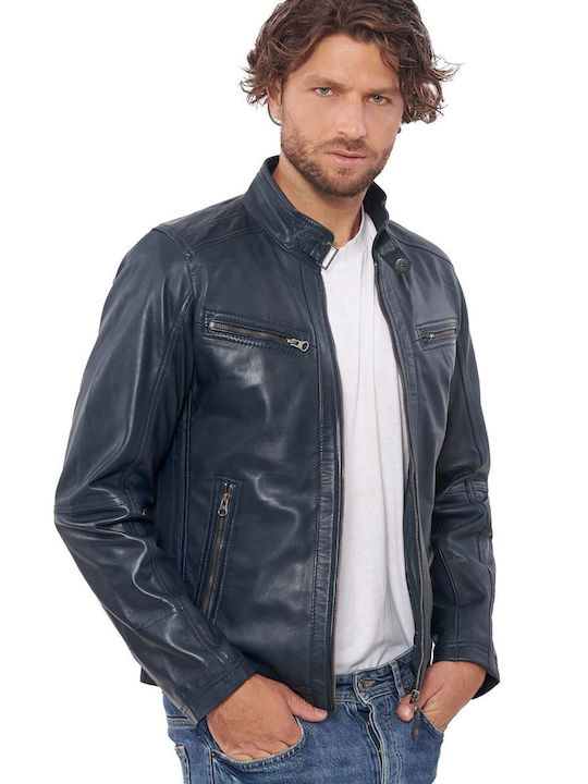 ALPHA SHEEP BLUE - AUTHENTIC MEN'S BLUE LEATHER JACKET