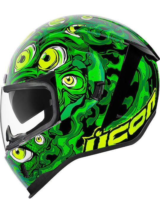 Icon Airform Illuminatus Full Face Helmet with Sun Visor ECE 22.05 Green 0101-12657