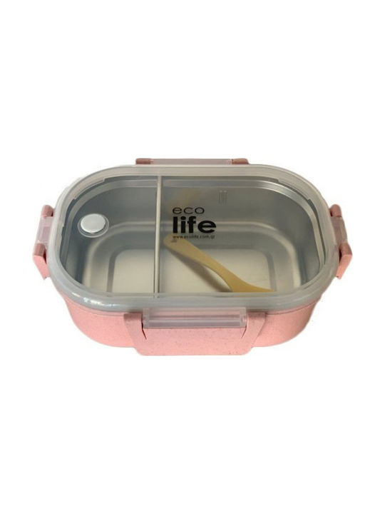Ecolife Δοχείο Φαγητού Πλαστικό Light Pink Κατάλληλο για Φούρνο Μικροκυμάτων 900ml