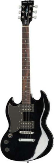 Harley Benton DC-200 Electric Guitar for Left-handed SG with HH Pickup Configuration Black
