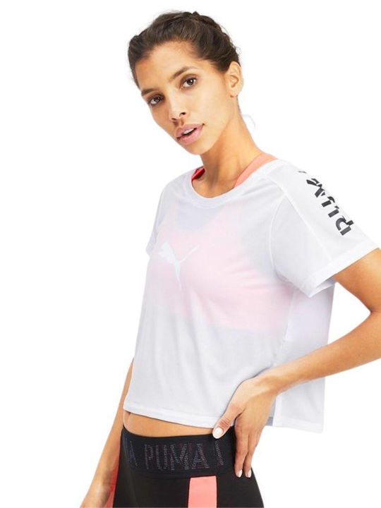 Puma Damen Sportlich Crop T-shirt Weiß