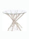 Sahel Round Table Dining Room with Glass Surface 100x100x76cm