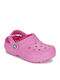 Crocs Ανατομικές Παιδικές Παντόφλες Ροζ Classic Lined