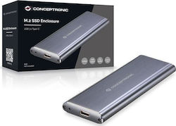 Conceptronic Hard Drive Case M.2 SATA III with connection USB 3.1 Type-C in Silber color