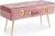 Stool For Living Room With Storage Space Upholstered with Fabric Pink 80x34x42cm