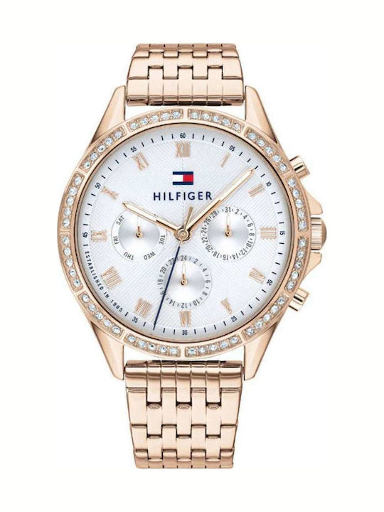 Tommy Hilfiger Ari Women's Watch Chronograph with Pink Gold Metal Bracelet