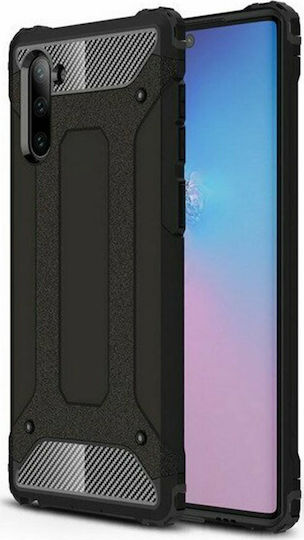 Hurtel Umschlag Rückseite Kunststoff Schwarz (Galaxy Note 10)