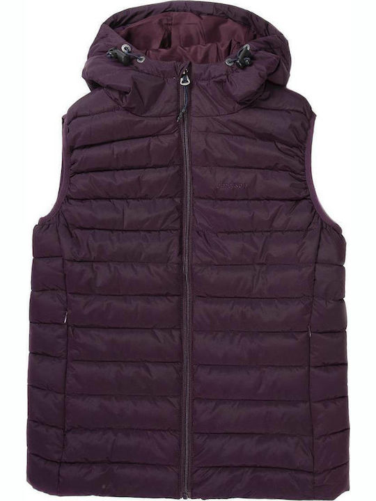 Kurz Damen Ärmellos Puffer Jacke für Winter Burgundisch