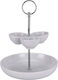 Excellent Houseware Porcelain Dessert Tower Stand with 2 Tiers Two-tier Porcelain Orntevier White Ø25.5cmxY25.5cm 25.5x25.5x25.5cm