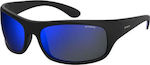 Polaroid Men's Sunglasses with Black Plastic Frame and Blue Polarized Mirror Lens 113406