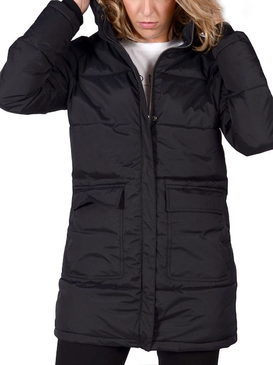 Basehit Women's Short Puffer Jacket for Winter with Hood Black