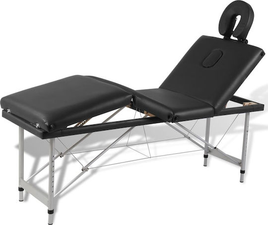 vidaXL Aluminum Portable/Folding Black Massage and Physiotherapy Bed 186x68cm 4 Positions