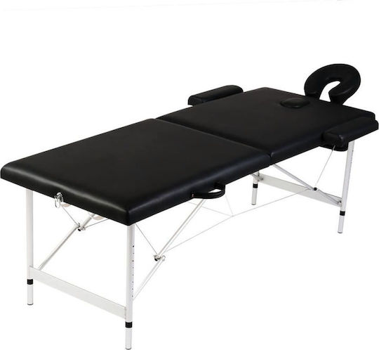 vidaXL Aluminum Portable/Folding Black Massage and Physiotherapy Bed 186x68cm 2 Positions