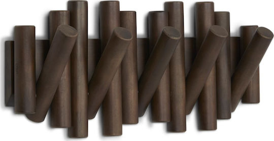 Umbra Κρεμάστρα Τοίχου Picket Ξύλινη 5 Θέσεων Καφέ 38x4.4x16.5cm