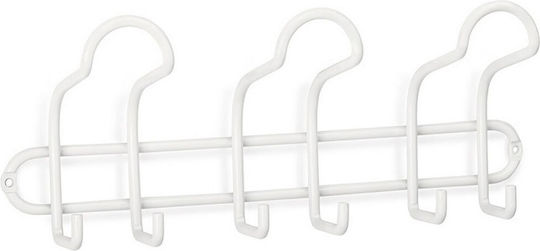 Inofix Метална Стенна Закачалка 3 Места Бяла 13x31x8.4см