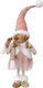 Lianos Weihnachtliche Plüsch Figur Kleinkind Rosa Höhe 52cm Dekoratives Plüschmädchen mit rosa Mütze 52cm