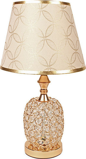 Keskor Crystal Table Lamp for Socket E27 with Gold Shade and Base